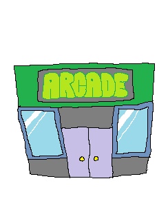 a cartoon arcade building