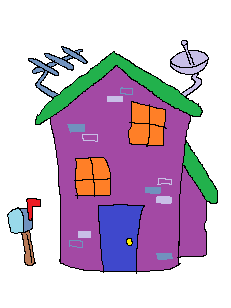 a purple cartoon house
